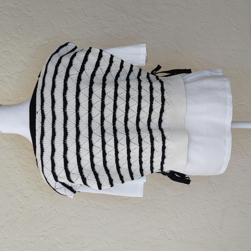 Zara Striped Knit Vest Combination T-Shirt with Side Bows Size Large - Picture 6 of 13